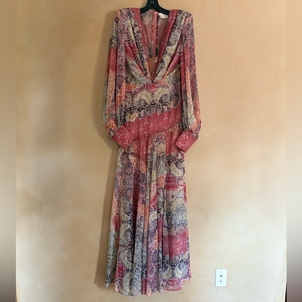 NWT Bronx and Banco Farah Maxi Dress - Red/Multi - Size: US 8/L - Picture 8 of 9